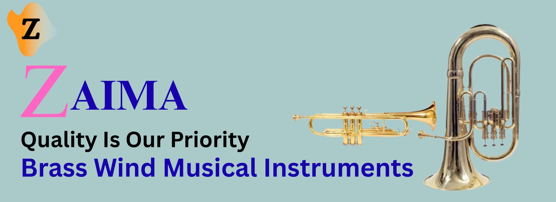 Brass Wind Musical Instruments school band banner a 4