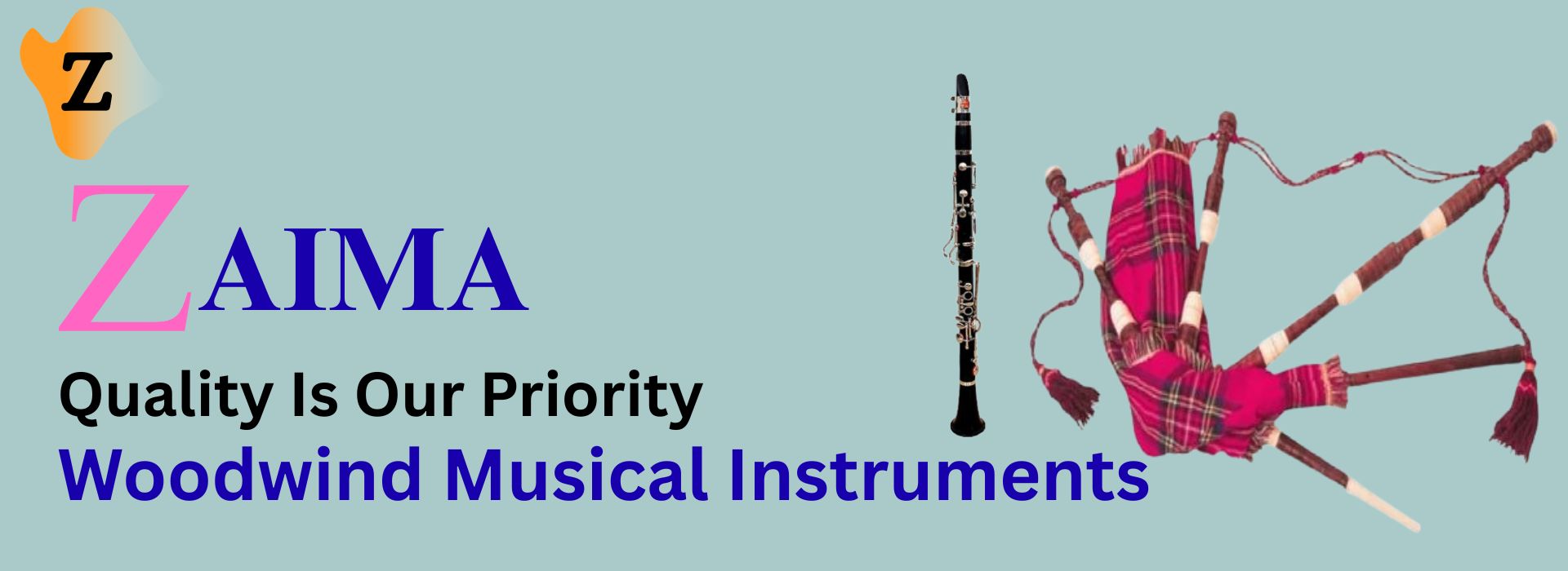 Wood Wind Musical Instruments school band banner a 5